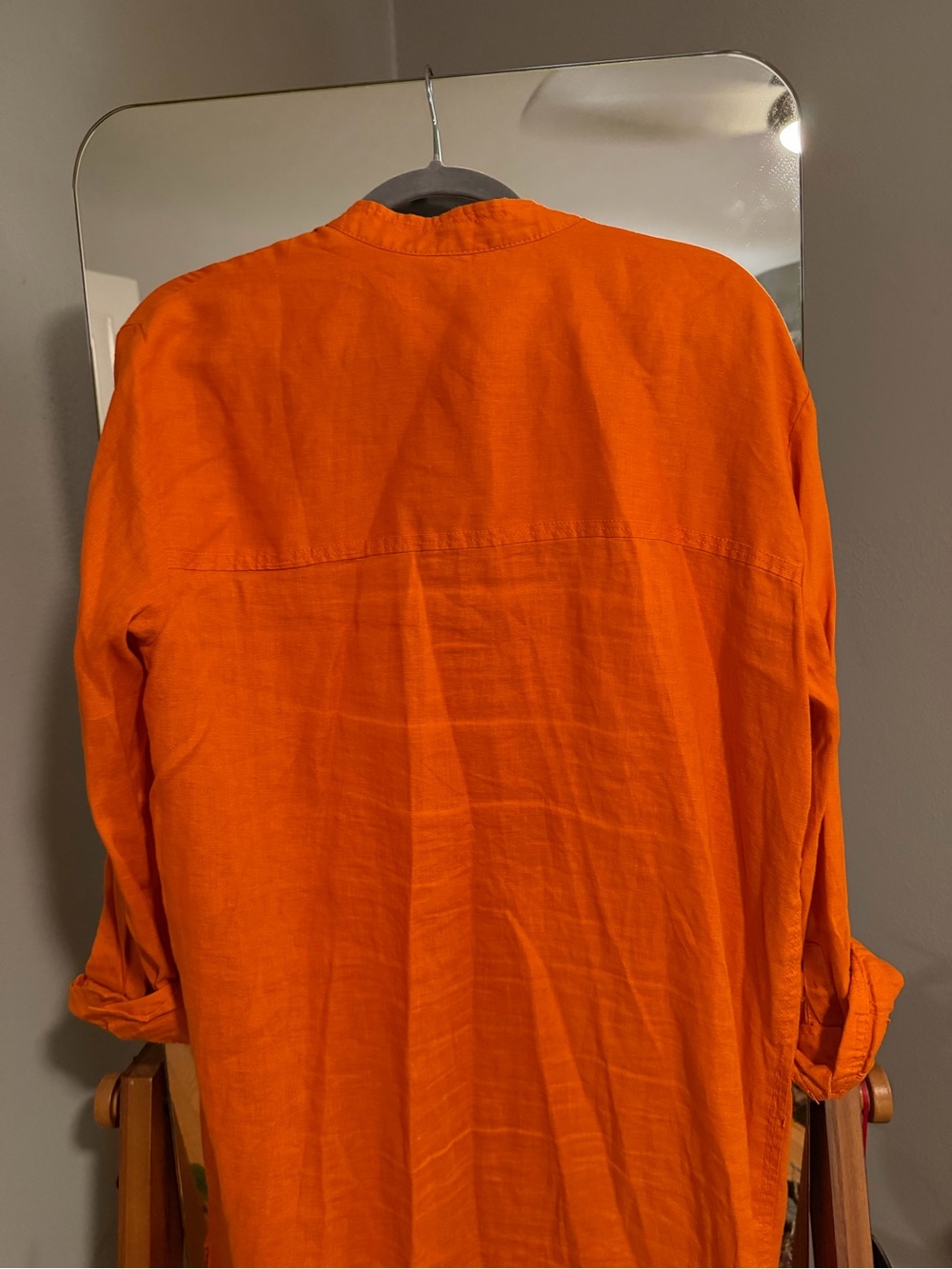 Zara Orange Linen Maxi Shirt Dress - Picture 4 of 5